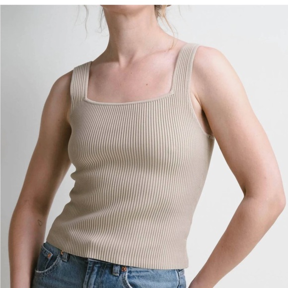 Darling Beige Ribbed Tank Top - Picture 1 of 9